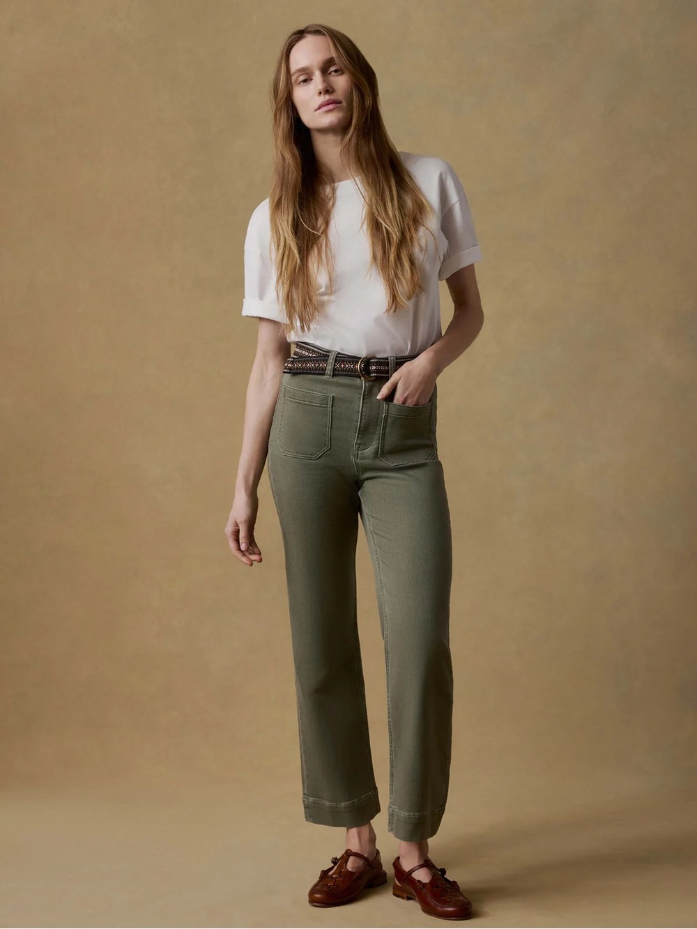 Faherty Stretch Terry Patch Pocket Ankle Pant - Island Olive